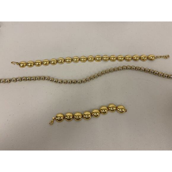 Marshall Fields Monet Beaded Gold Tone Chain Necklace & Bracelet Lot of 3 w/ Box - Picture 3 of 12